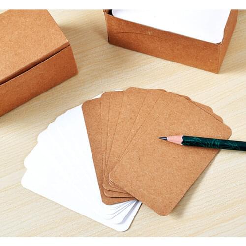 100pcs Vintage Blank Card DIY Greeting Cards Graffiti Word Cards Wedding Party Gift Thick Kraft Paper Postcards GK99