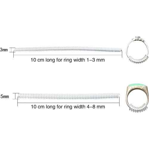 12 PCS Transparent Coil Spiral Spring Coil Ring Size Adjuster Tightener Reducer Fixing Tool Jewelry Parts