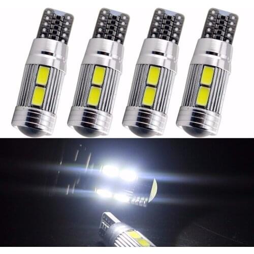 4x 12V Lampada Pingo Led T10 W5w Samsung Chip 5000k -6000K luminio Canbus Canceller 10smd Branco