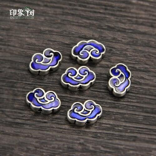 5/10Pcs/lot12.5*8mm Blue Cloud-Shaped Oil Drop Enamel zinc Alloy Metal Beads with Holes for DIY Jewelry Making Wholesale 1089