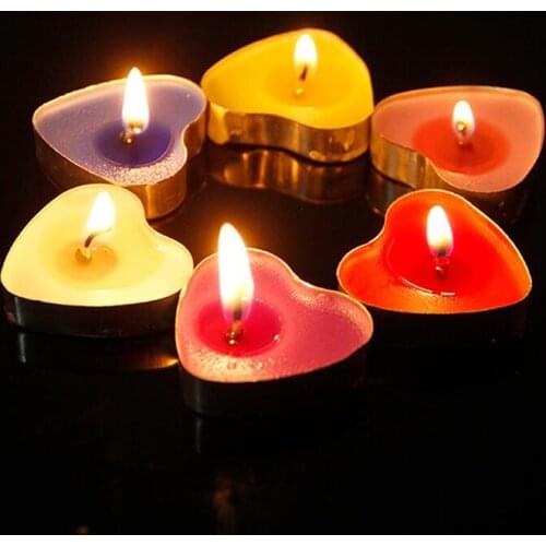 50Pcs Love Heart Shaped Tea Light Candles Smokeless Candles Romantic Decorative