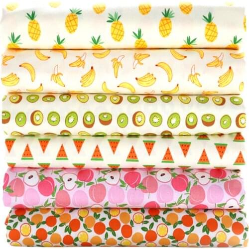 6pcs 25x24cm Fresh Fruit Printed Cotton Fabric Bundle DIY Sewing Patchwork Doll Cloth Decoration