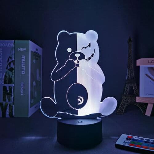 Anime 3D Lamp Danganronpa Monokuma Led Night Light Lamp for Bedroom Decor Kids Gift