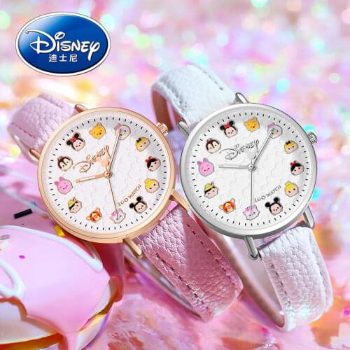 Disney waterproof Fashion Cartoon Watch Cute Kids Mickey Mouse Watches Children Boys Girls Pu Leather Quartz WristWatch Clock