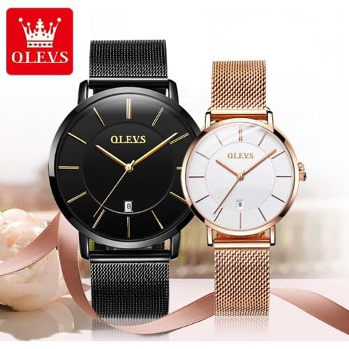 Couple watches OLEVS Luxury Brand Famous Watch Women Casual Metal Mesh Stainless Steel Watches For Women Relogio Feminino