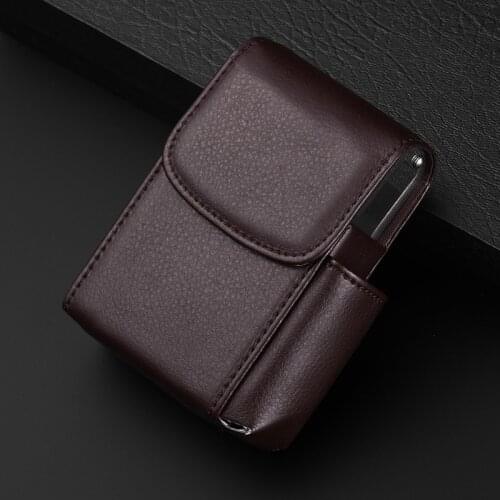 Cigarette Case PU Leather Cigarette Boxs Tobacco Pouch Lighter Holder Name Card Storage Container Best Gift for Father Friend