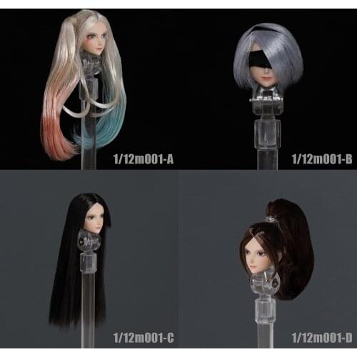 Iminitoys 1/12 Female Soldier Anime BeautIful Head Sculpt M-001 Four Girl Head for Pale Skin 6 inch Action Body Toy