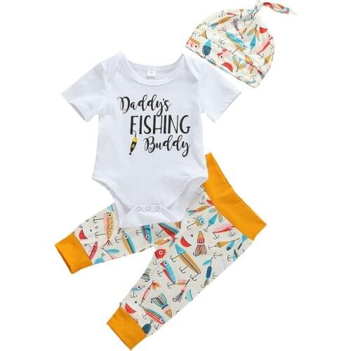 Citgeett Summer Newborn Baby Boy Short Sleeve Romper Bodysuit Jumpsuit Pants Leggings Hat Outfits Clothes Set 3PCS