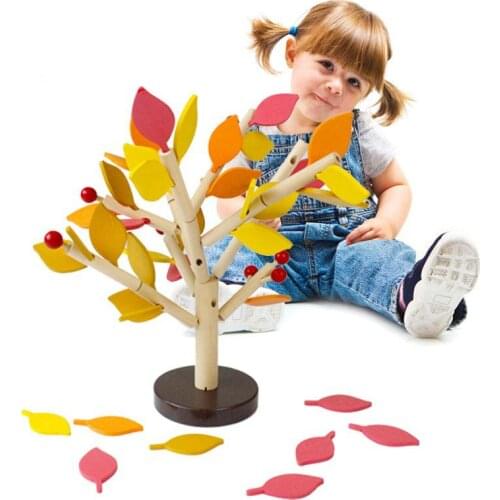 Montessori Wooden Toys Assembled Trees Green Leaf Building Chopping Board Early Education Toys Childrens Holiday Gifts