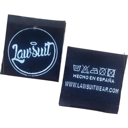 Customized Black Garment Label For Clothing Care Center Fold Woven Tag For Hats Custom Neck Labels Sewing Fabric Tags 550Pcs/Lot