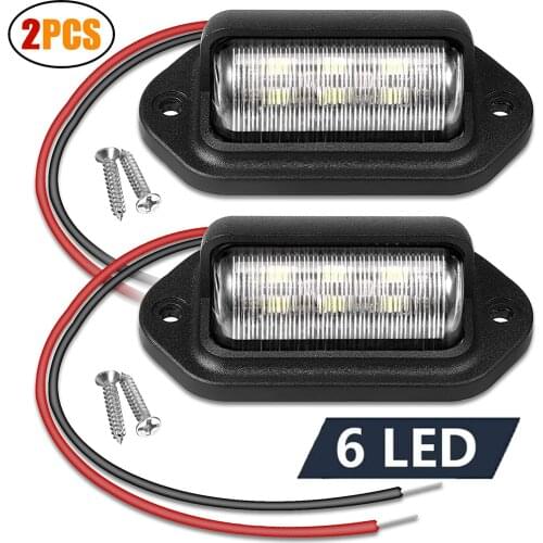 2Pcs 6-LED Car License Plate Lights Boat Truck Trailer Step Lamps Car Accessories Parts 12V Replacement Signal Light