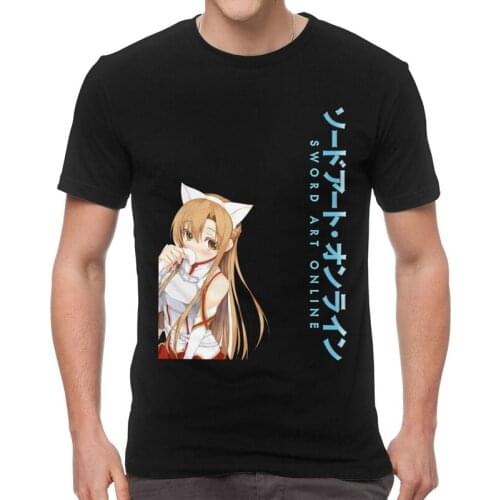Sword Art Online T-Shirts Men Fashion T Shirt Short Sleeve Japanese Anime Manga Yuuki Asuna Tshirt Cotton Tee Top Clothes
