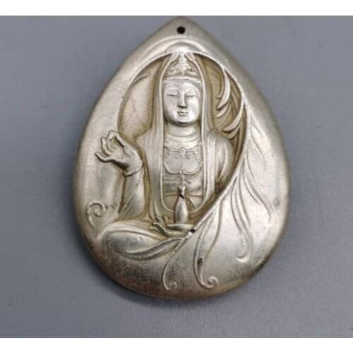 China White copper Goddess of mercy Buddha small pendant