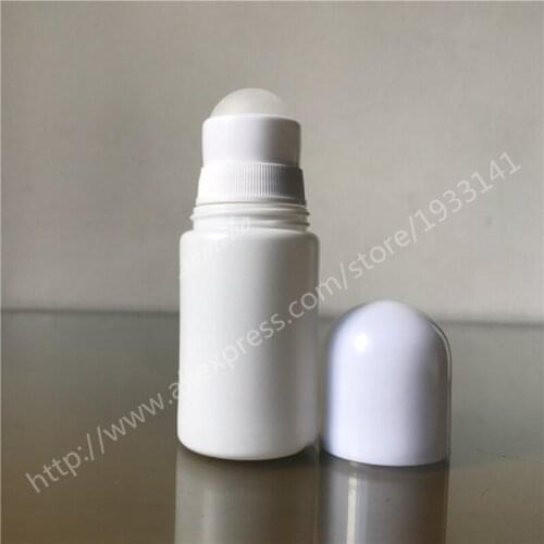 Hot sale 24pcs/lot 50ml white empty Plastic Roll On Bottle, Roll On Bottle For Lubricating fluid personal care