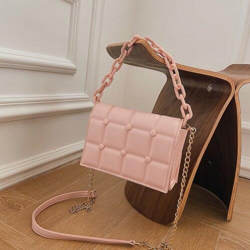 Mini Luxury Designer Handbag Candy Color Trending Big Chain Soft PU Leather Crossbody Shoulder Bags For Women 2021 New Simple