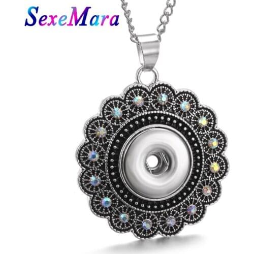 New Sun Flowers 18mm Snap Button Pendant for Necklace Vintage Metal Round Pendants Fit Snap Buttons