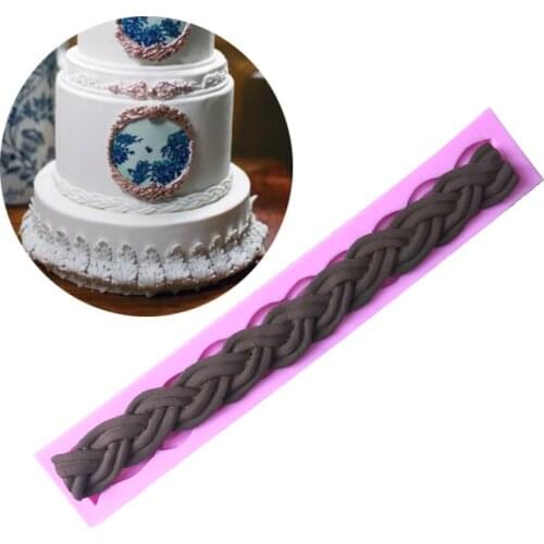 New Woven Edge Decoration Liquid Silicone Sugar Cake Mould M058