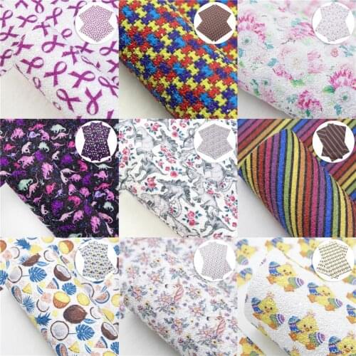 Chunky Glitter Faux Leather Sheets Floral Animal Printed Synthetic Leather Fabric 20x33cm for DIY Earrinsg Hair Bows Crafts