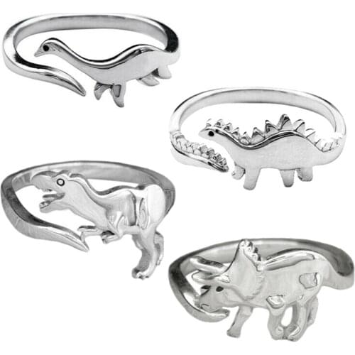 Dinosaur Open Adjustable Rings Long-necked Dragon Animal Rings Stegosaurus Ring Jewelry Gift for Women Girls Ring