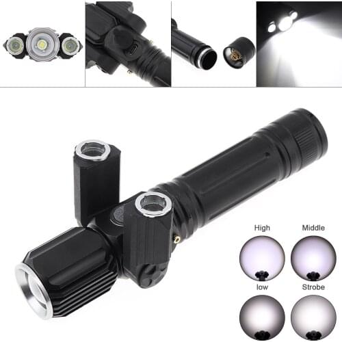 SecurityIng Rechargeable Flashlight Waterproof Zoomable with 2 Wing Lights 4 Lighting Modes LED Torch for Outdoor Hiking Riding