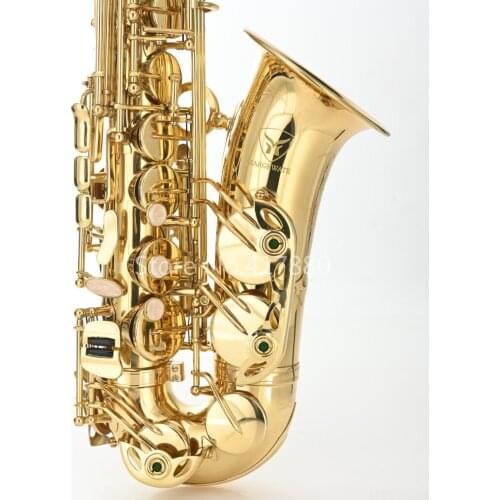 MARGEWATE Eb Tune Alto E Flat Saxophone Brass Gold Lacquer High Quality Saxophone Musical Instrument Free Shipping