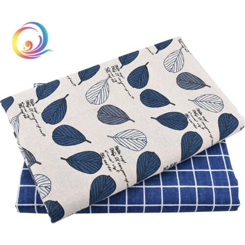 Half Meter Printed Cotton Linen Fabric For Quilting,DIY Sewing,Sofa,Curtain,Bag,Cushion,Furniture Cover Material,Leaves Series