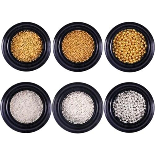 Pro Nail Art Gold Silver Steel Ball 3D Nail Decoration Beads Manicure Nail Art Accessories Nail Beads Gold Silver Steel Ball