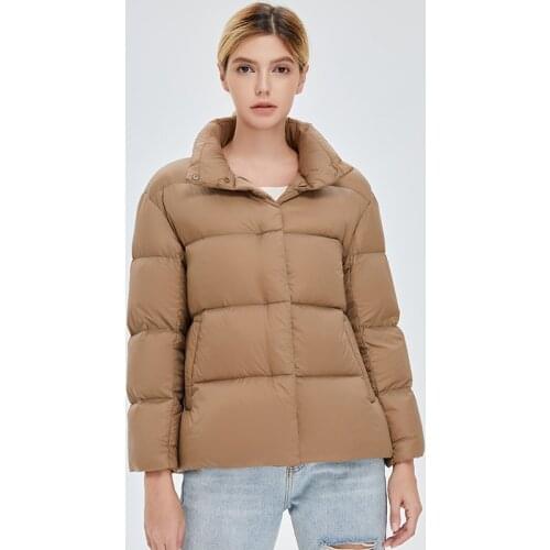 2021 New Winter Women Light 90% White Duck Down Coat Female Slim Solid Short Puffer Jacket Warm Casual Tops Plus Size Outwear