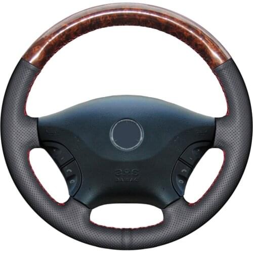 DIY for Mercedes Benz Vito 2010-2015 Viano W639 2006-2011 Black Artificial Leather Hand-stitched Car Steering Wheel Cover