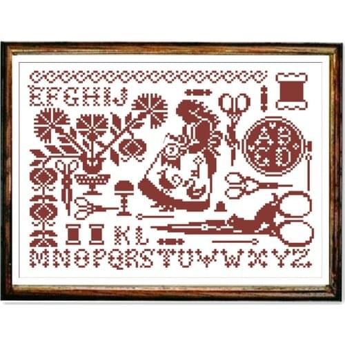 In her world cross stitch package single color 18ct 14ct 11ct white cloth cotton thread embroidery DIY handmade needlework