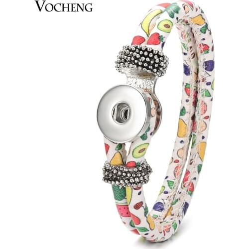 Vocheng Ginger Snap Charms Bracelet Double Leather for 18mm Snap Button Jewelry 13 Colors NN-650