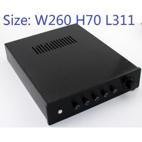 Size: W260 H70 L311 DAC Amplifier Case Aluminum Chassis Power Supply DIY Case WA6 2.1 All Aluminum Case