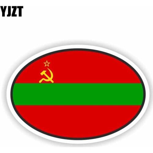 YJZT 12.8CM*8.6CM Car Accessories Transnistria Oval Flag Car Sticker Decal Helmet Motorcycle Sticker 6-2231