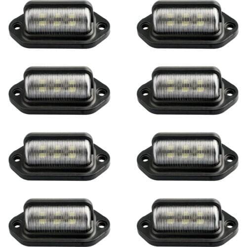 8pcs Taillight 6 LEDs License Plate Light for Truck SUV Trailer Van RV Trucks Boat Bright Light Waterproof Car Signal Lamp