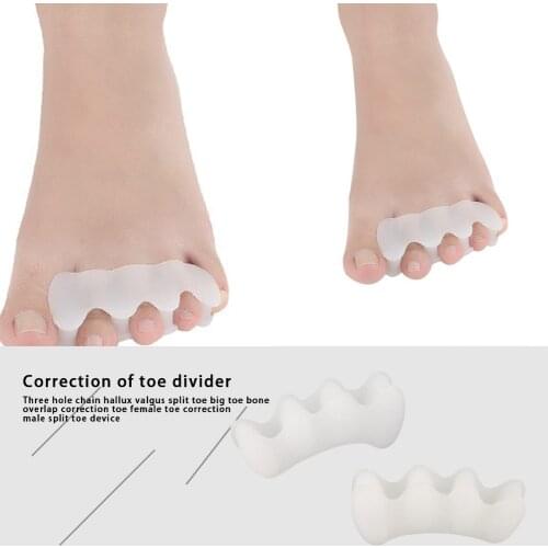 1 Pair 3 Holes Toe Separator SEBS Bunion Corrector Prevent Hallux Valgus Protector Bunion Corrector Toe Straightener