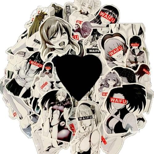 10/30pcs/Pack Black Sexy Girl Anime Stickers Waterproof Bicycle Guitar Luggage Laptop Motorcycle Graffiti Sticker Kids Toy