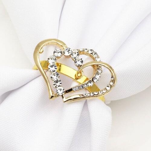 12pcs Love Valentines Day Diamond Napkin Button Napkin Ring Napkin Ring Metal Cloth Ring