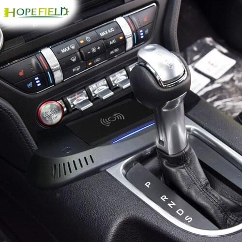 15W car wireless charger for Ford Mustang 2015 to 2020 cableless charge onboard phone holder for iphone 12 fast charging panel