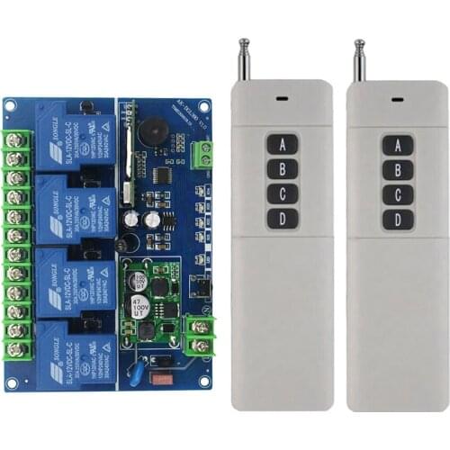 2 * transmitter Wide voltage 12V 24V 36V 48V 4CH 30A RF Wireless Remote Control Switch Receiver Learning Code Momentary Toggle