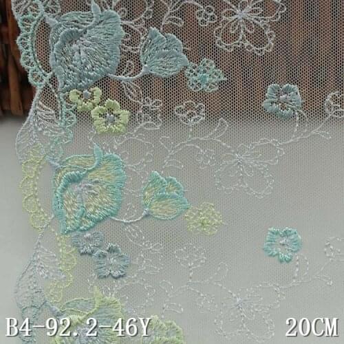 2Yards/19cm Mint green Polyester Soft Mesh Embroidery Lace Trimmings Dress Accessories Lace Fabric Sewing Crafts Doll Material