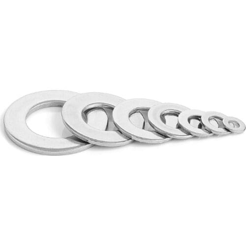5/10/20/50/100pcs GB97 A2 304 Stainless Steel Flat Washer Plain Gasket for M3 M4 M5 M6 M8 M10 M12 M16 M20 Screw Bol
