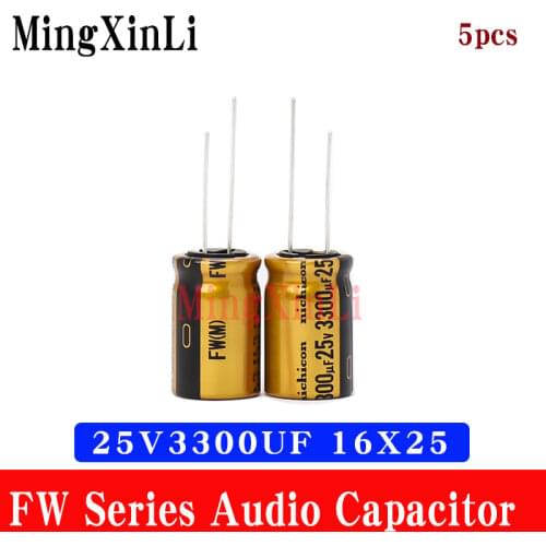 2PCS 3300uF 25V NICHICON FW Series 16x25mm 25V3300uF Audio Aluminum Electrolytic Capacitor