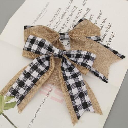 5pcs Christmas Buffalo Plaid Bow Christmas Burlap Plaid Bow Christmas Decoration Bow for Christmas Tree Crafts Home Decoration