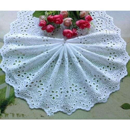 5yards/lot Width 19cm White100% Cotton Embroidered Lace Fabrics, Womens Clothing Diy Lace Trim, Free Shipping RS133
