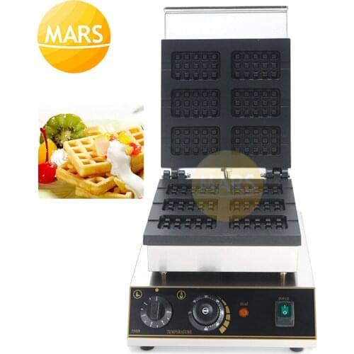 6pcs Square Egg Waffle Maker Waffle Bread Maker Customs Iron Waffle Machine 220v Waffle on a Stick Machine Cake Waffle Baker Pan