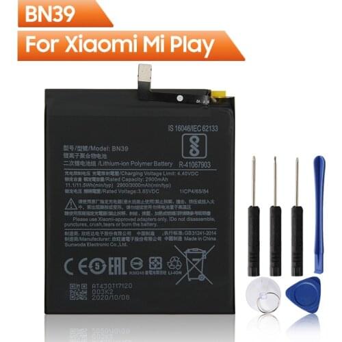 Xiao Mi Original Replacement Phone Battery BN39 For Xiaomi Mi Play Authentic Rechargeable Battery 3000mAh With Free Tools