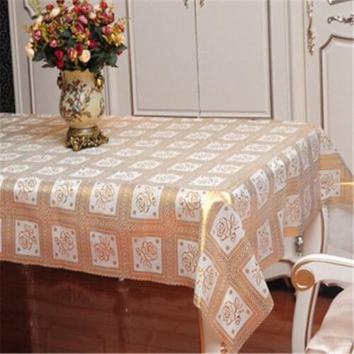 Free Shipping 373 Golden Natural Cheap PVC Tablecloth Tea Cup Mat Cover Runner Water Oil Proof Dining Antependium Kitchen Gift