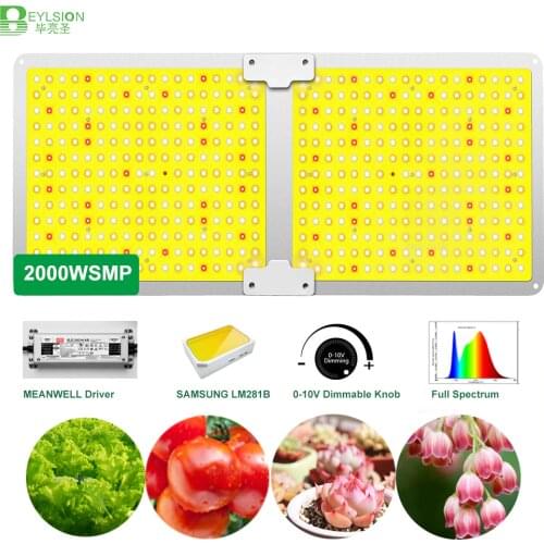 BEYLSION 2000WSMP Daisy Chain Dimmable Quantum Board Lamp LED Plant Box Grow Lights Waterproof Phytolamp For Grow Tent Room+Rope