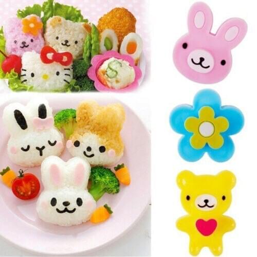Bakeware Coolie Mold 3Pcs Sandwich Cutter Rabbit Panda Flower Maker Moulds Children Eating Happly Kitchen Bento Sushi Mould Mold