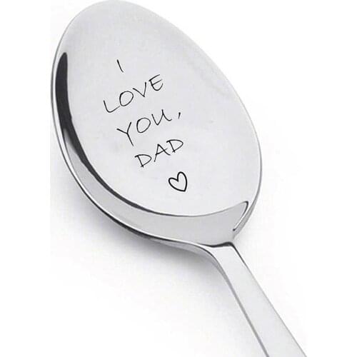 I Love You Dad Engraved Ice Cream Spoon Coffee Blender Kitchen Tool Father Gift Best dad gifts from daughter or Fathers day gift